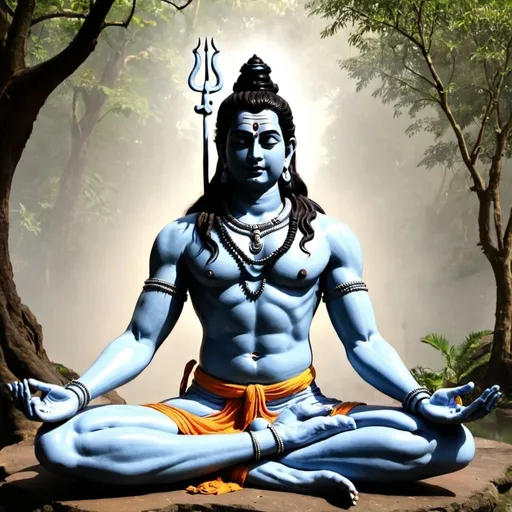 Prompt: lord shiva practicing yoga