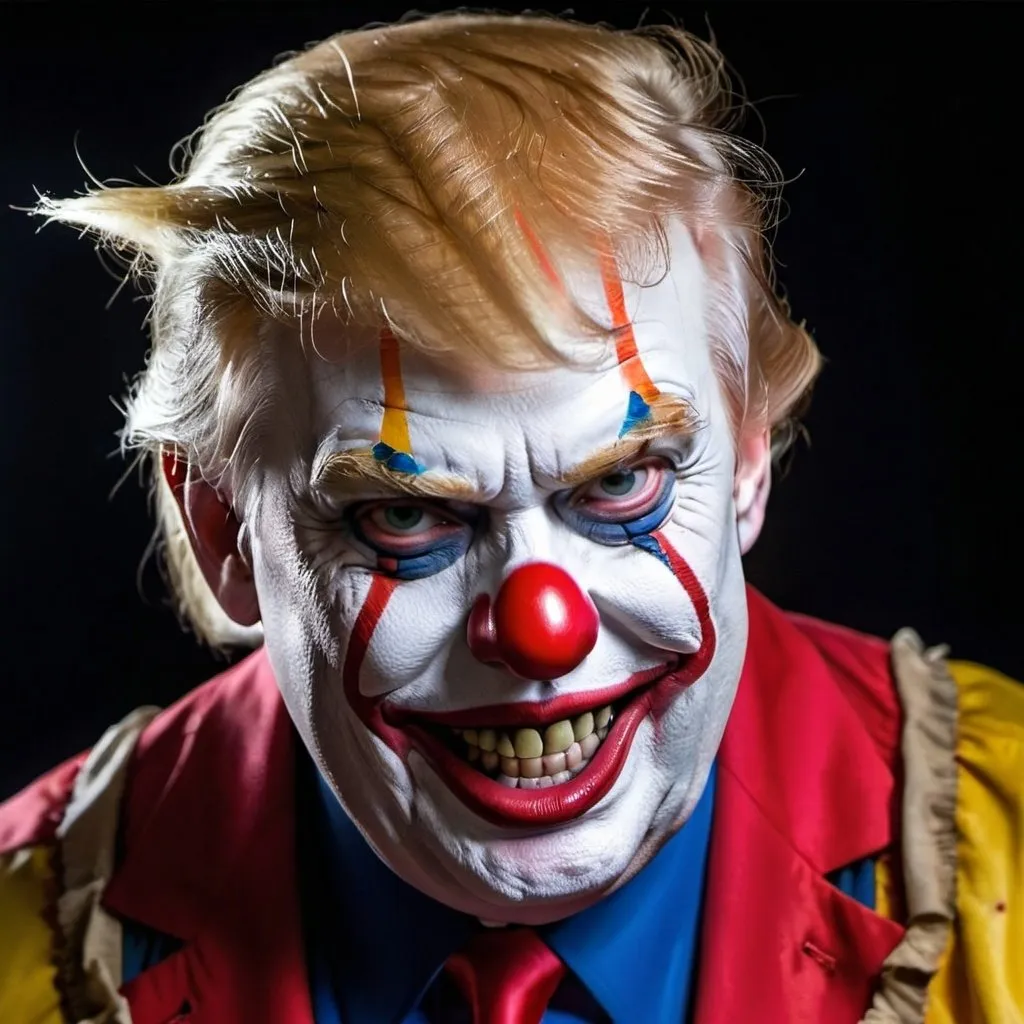 Prompt: Donald Trump as evil clown