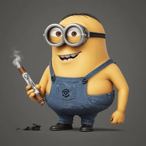 Prompt: a big minion with a shirt with  the words: "NEVER GOON" on the shirt , also there is a monkey smoking a cigarrete with a gun 