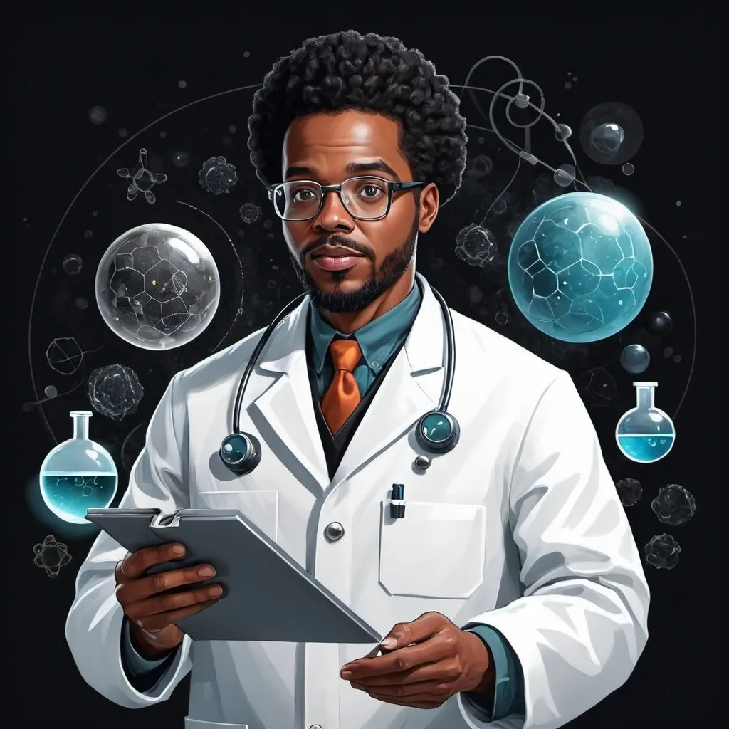 Prompt: black scientist illustration

