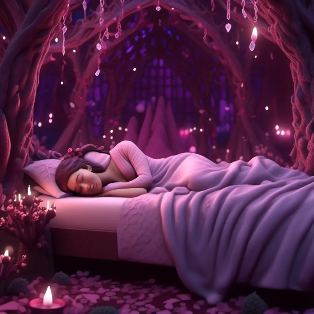 Prompt: <mymodel>3D fantasy character sleeping in bed, intricate design, enchanted forest setting, magical glowing crystals, ethereal and mystical atmosphere, high quality, 4k, ultra-detailed, fantasy, 3D rendering, intricate details, magical glow, mystical, enchanted forest, professional, atmospheric lighting