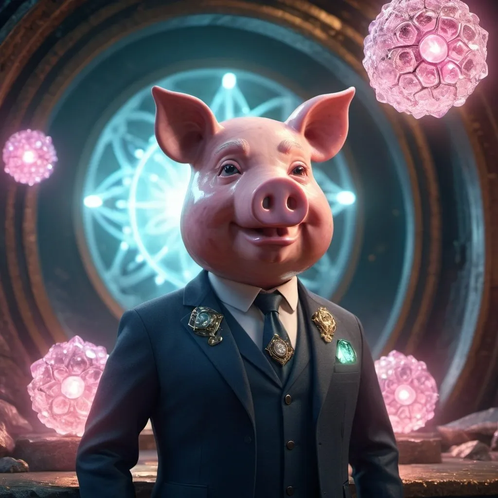 Prompt: Sir kier Starmer, piggy lookalike,  3D fantasy character avatar, intricate design, nuclear bombsite setting, magical glowing crystals, ethereal and mystical atmosphere, high quality, 4k, ultra-detailed, fantasy, 3D rendering, intricate details, magical glow, mystical.  atmospheric lighting.