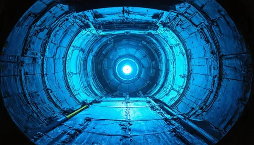 Prompt: the inside of a nuclear reactor, blue light
