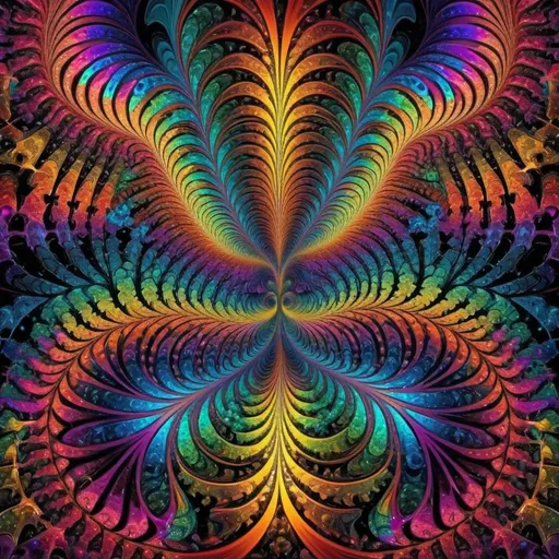 Prompt: Trippy Psyart rainbow fractal