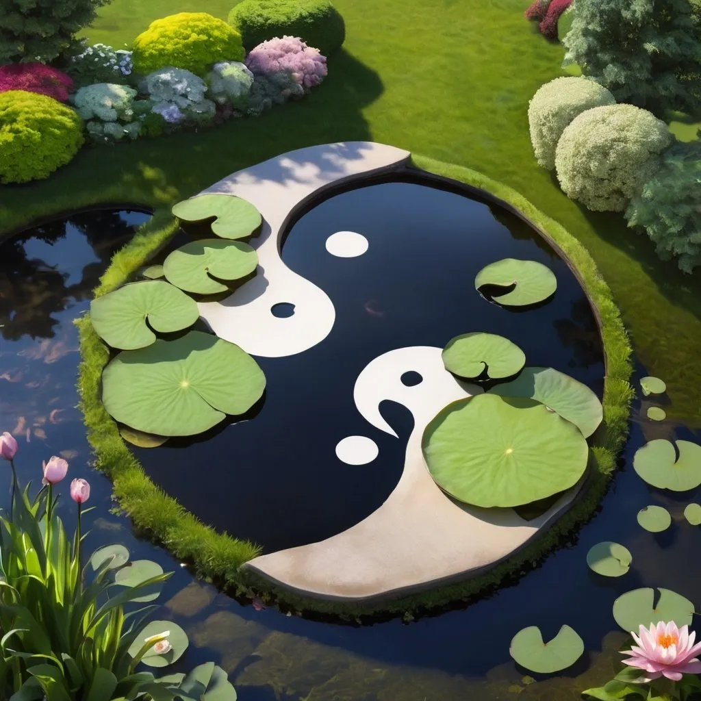 Prompt: Ying Yang pond