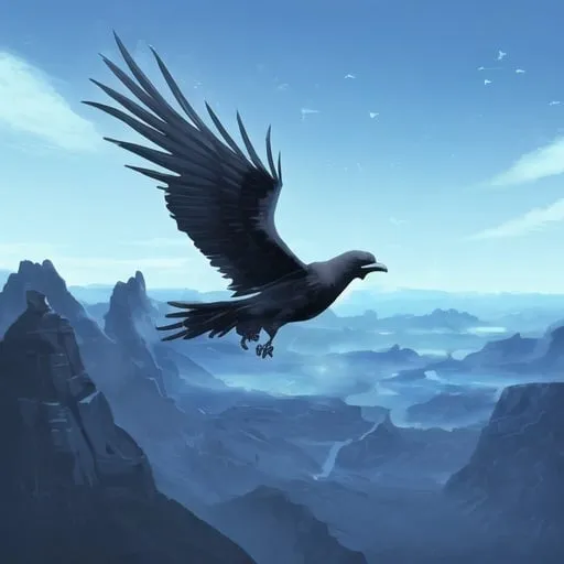 Prompt: Azure Raven Flying