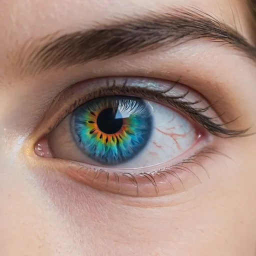 Prompt: close up or multicoloured eye