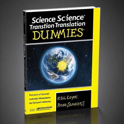 Prompt: book cover art. the book is 'science translation' for dummies