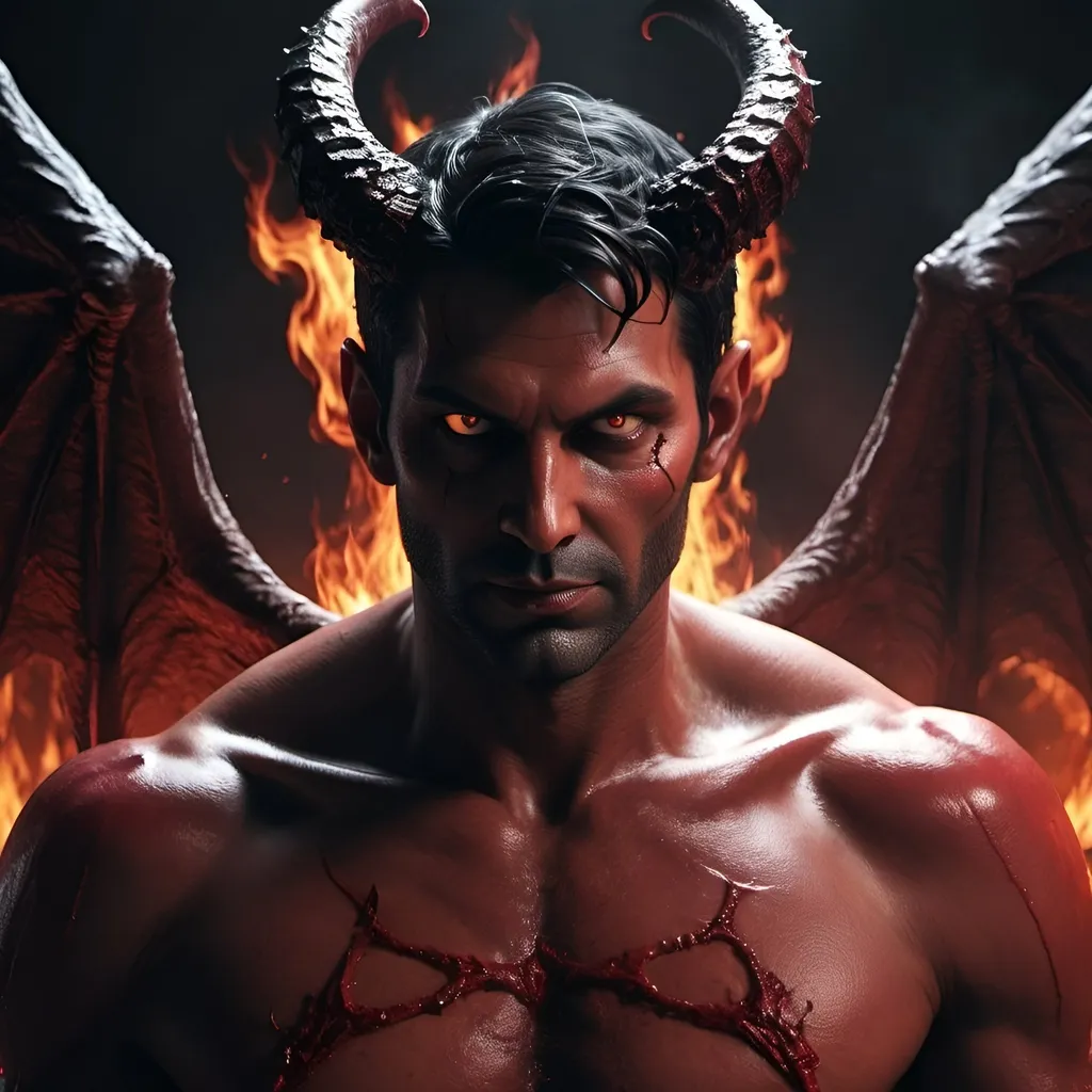 Prompt: Lucifer in the hell, 8k, realistic, dark theme