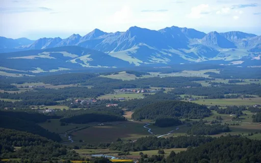 Prompt: Imagine a breathtaking mountainous landscape, alive with lush greenery stretching as far as the eye can see. Jagged peaks rise majestically against a brilliant cobalt sky, their rugged surfaces catching the soft glow of sunlight. Gentle breezes rustle through vast fields of vibrant wildflowers, painting the scenery in hues of yellow, violet, and pink. A crystal-clear stream winds its way through the valley, its waters sparkling like diamonds as they dance over smooth stones. The atmosphere is serene, basked in the warmth of a perfect day; birds flit joyfully overhead, their songs harmonizing with the gentle flow of the water. This idyllic setting evokes a sense of tranquility and wonder, inviting the viewer to lose themselves in the beauty of nature. Render this scene in a photorealistic style, capturing every detail of this green paradise.