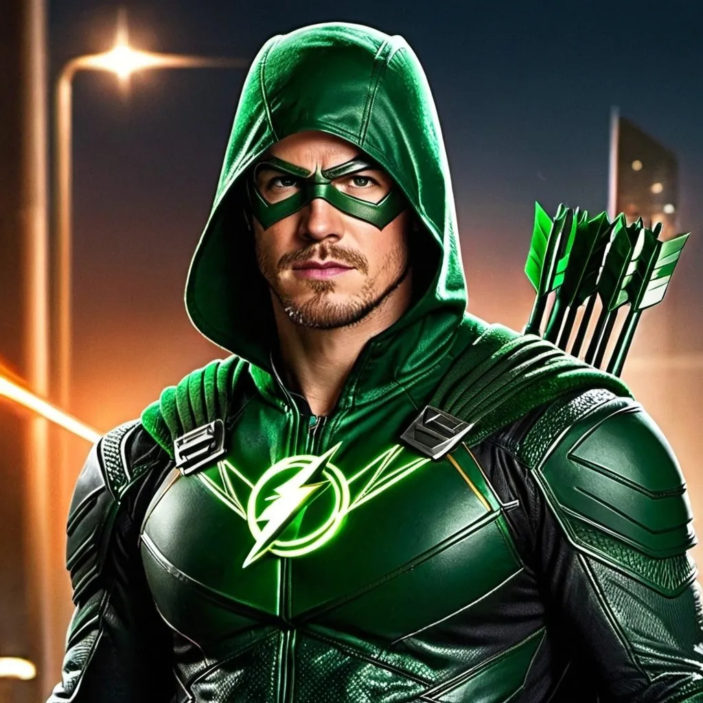 Prompt: A mix between The Flash and The Green Arrow 