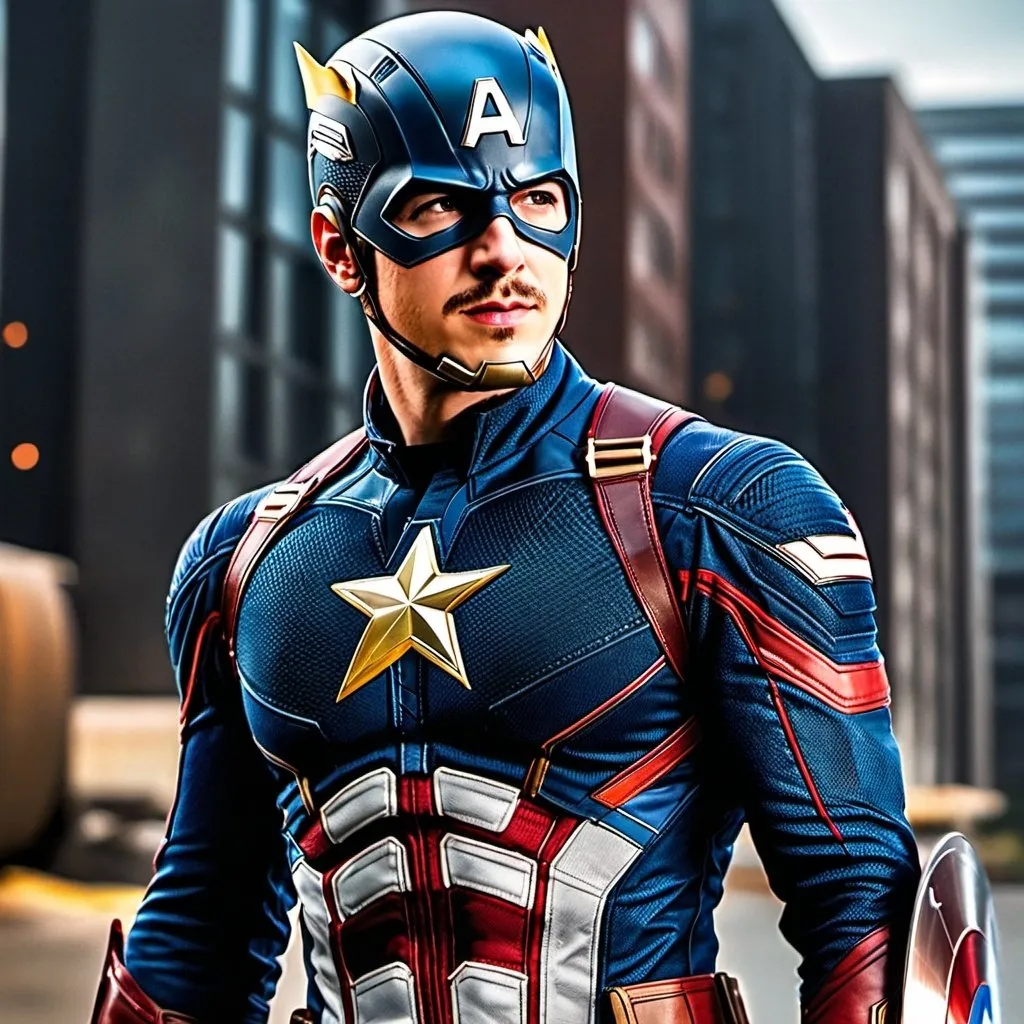 Prompt: {the flash Grant Gustin as Captain America}, perfect composition, hyperrealistic, super detailed, 8k, high quality, Full Body.