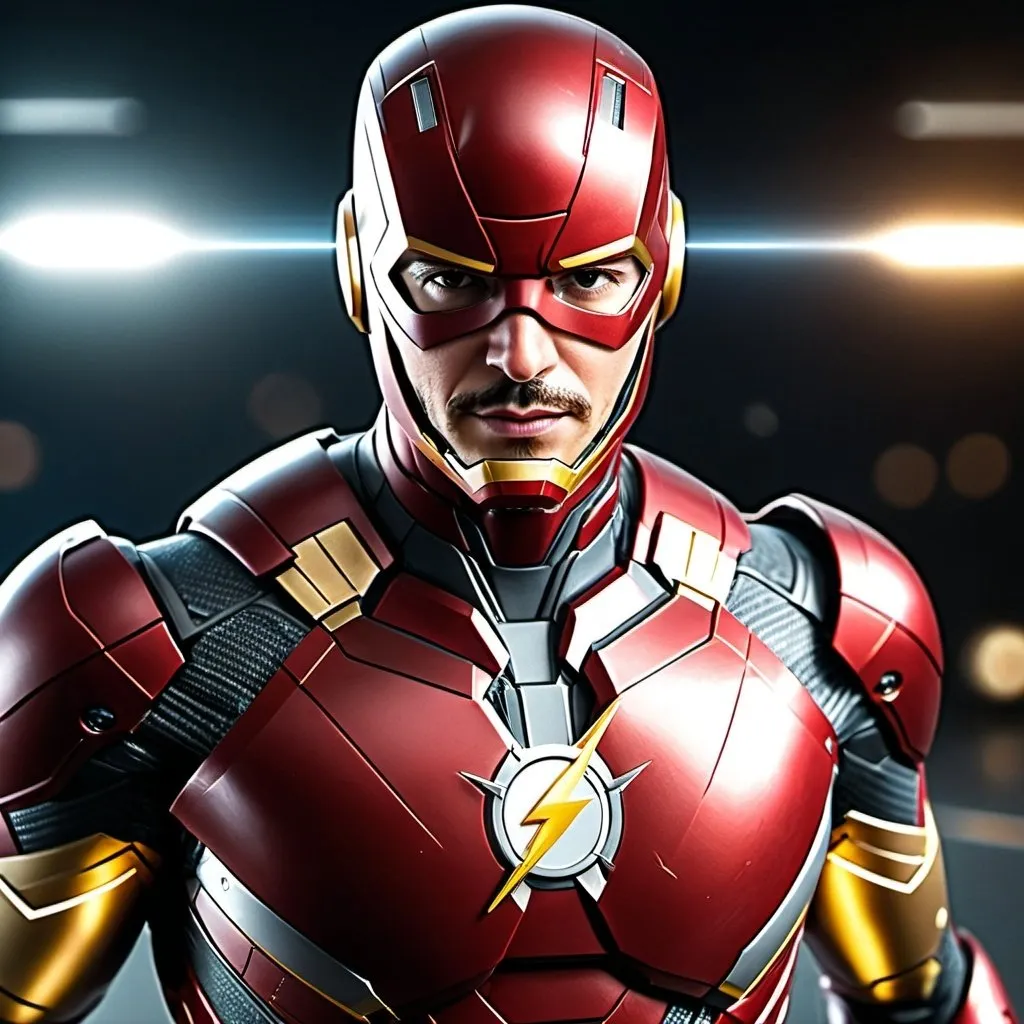 Prompt: {the flash as Ironman }, perfect composition, hyperrealistic, super detailed, 8k, high quality, trending art, trending on artstation, sharp focus, studio photo, intricate details, highly detailed, Full body. 