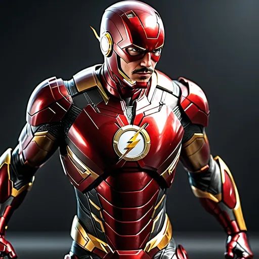 Prompt: {the flash as Ironman }, perfect composition, hyperrealistic, super detailed, 8k, high quality, trending art, trending on artstation, sharp focus, studio photo, intricate details, highly detailed, Full body. 