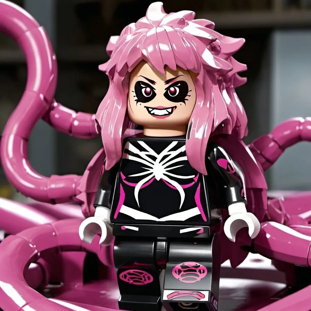 Prompt: anime, girl, detailed, pink hair, she corrupted by symbiote. She is now on fo symbiote girls