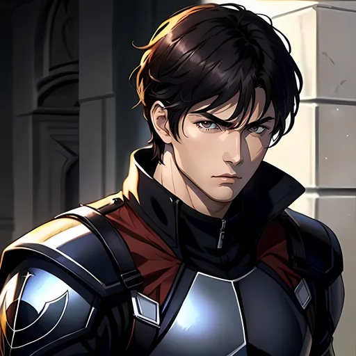 Prompt: high quality, fighter, handsome, dark hair, serious expression