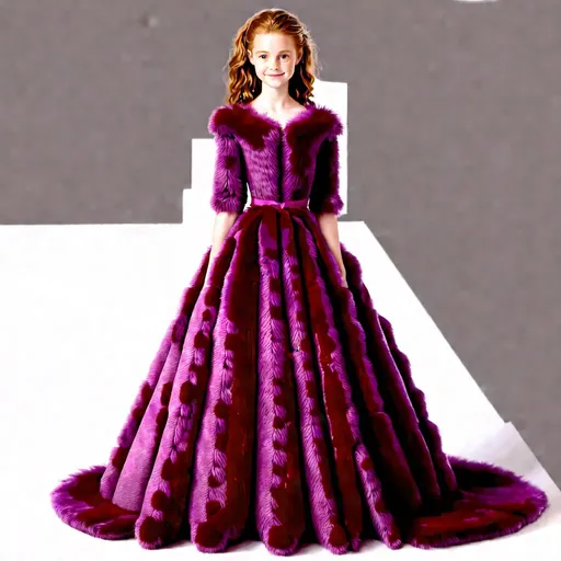 Prompt: Hermione Granger in fur ball gown