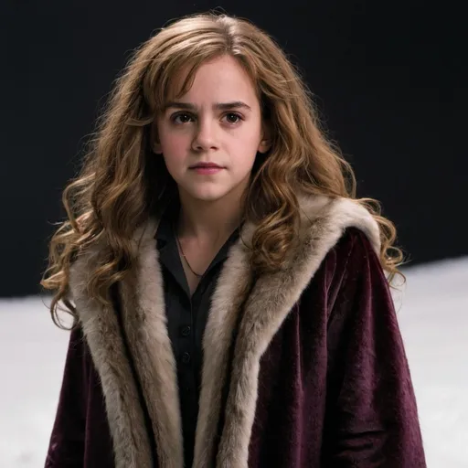 Prompt: Hermione granger in fur coat