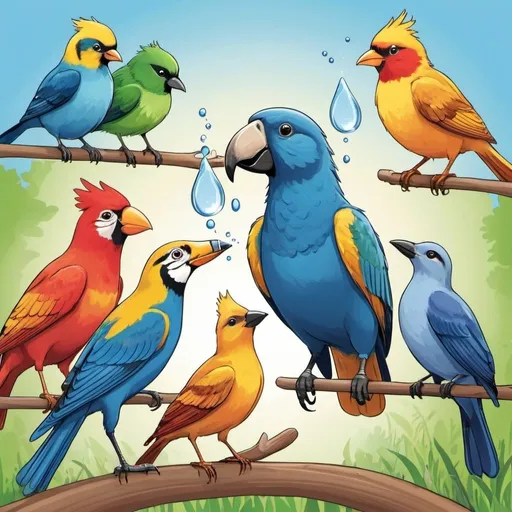 Prompt: 
 Create a colourful poster (on A-4 size sheet) encouraging kindness 
towards animals during the hot summer months. Your poster should 
illustrate the importance of providing water to birds and animals to 
help them stay cool and hydrated. Use catchy phrases/slogans to 
convey your message effectively