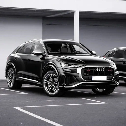 Prompt: Black audi q8 car in parking