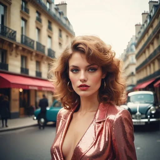 Prompt: Glamour photography of woman in paris in the style of Guy Aroch 