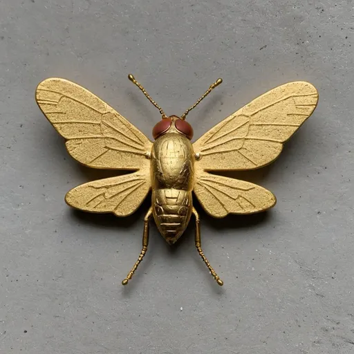 Prompt: A concrete buttery fly with gold hilights