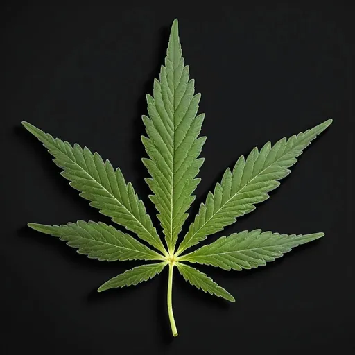 Prompt: Cannabis leaf with dark background and shadow 