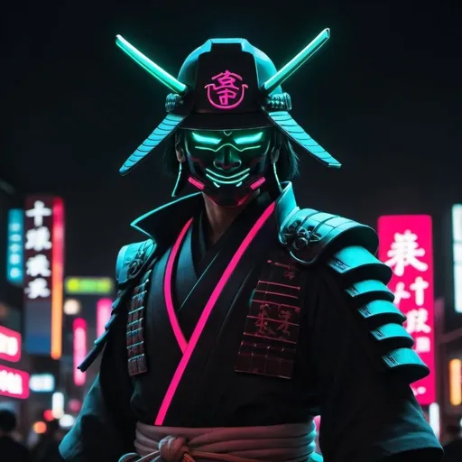 Prompt: mysterious neonsamurai