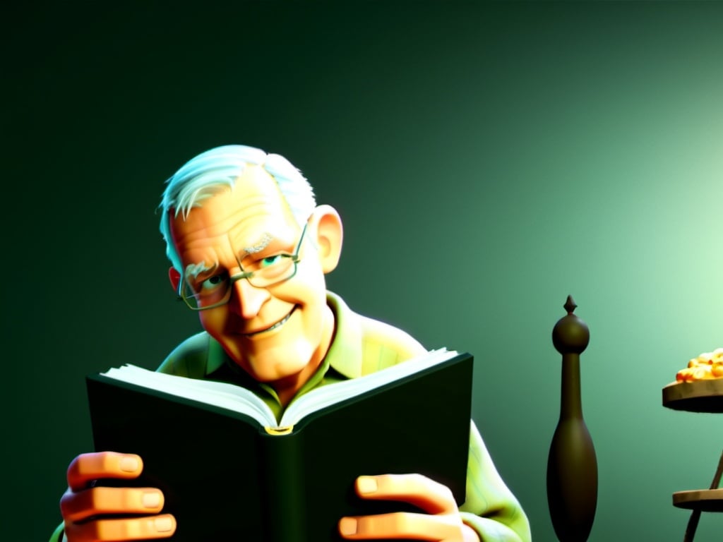 Prompt: old man reading bible with coffee