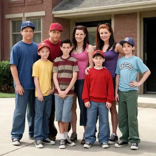Prompt: T.J and Spinelli with their children from the tv show: Recess