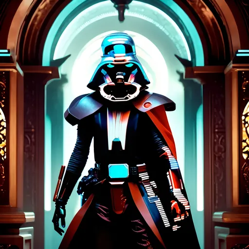 Prompt: (baroque style), (cool color scheme), dynamic composition, outlaw characters from Star Wars, unique and rebellious poses, intricate detailing, dramatic lighting, ornate backgrounds, high-quality and ultra-detailed, cinematic atmosphere, engaging expressions, lush textures, blending classic baroque elements with futuristic sci-fi aesthetics.