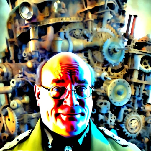 Prompt: (Humorous portrait), steampunk style, caricature drawing, pencil color  scheme, detailed facial features, piercing blue eyes, expressive eyes, exaggerated pleasant smile, vintage military attire, quirky accessories, Iron gears and machinery in the background, cozy ambiance, ultra-detailed, engaging composition that blends humor and artistry, creating a captivating visual narrative.