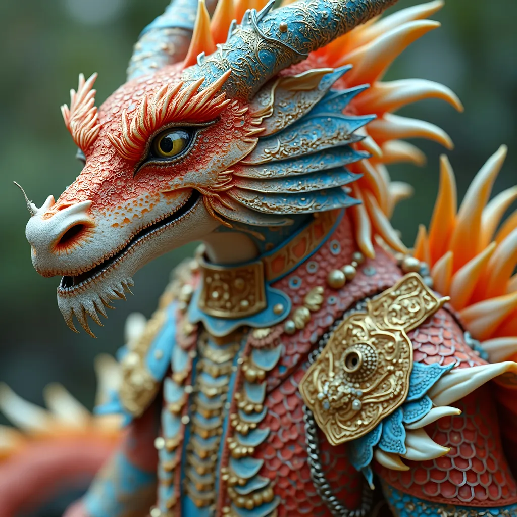 Prompt: male multicolored Pearl Steampunk  Dragon-man hybrid Warrior, full body view