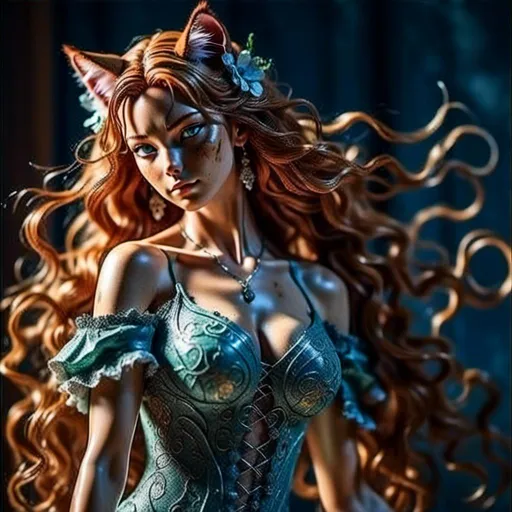 Prompt: <mymodel> Realistic 45 year old Celtic woman, detailed long blond hair, detailed blue eyes, detailed skin texture, full body view, delicate, diffused lighting, beautiful, artistic, detailed, fantasy style Celtic background, long hair, detailed eyes, full-body pose dancing, elegant, ethereal, soft lighting
