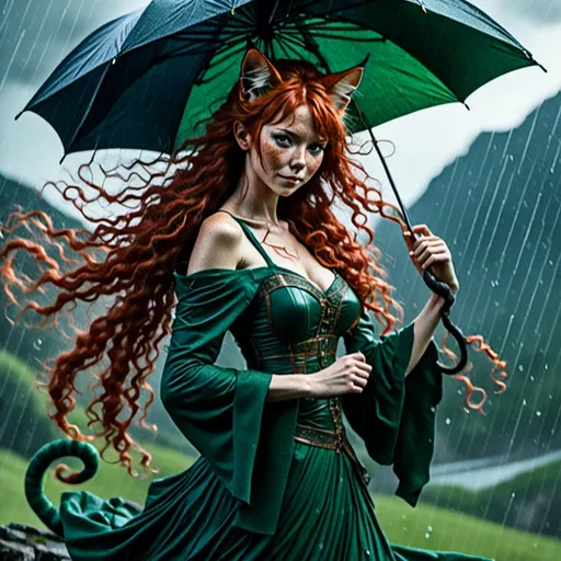 Prompt: <mymodel> highly detailed young woman dancing in the Scottish highlands during a rain storm
 
