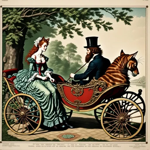 Prompt: <mymodel>1600's couple in carriage, Advertisement, lithograph, extremely detailed