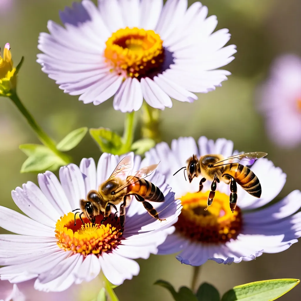 Prompt: Honey Bees Walking on flowers
