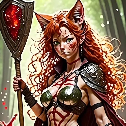 Prompt: <mymodel> (realism style), a Large well muscled battle scared warrior lady with a shield and a Battle Axe, covered in red jelly and dirt, softly lit, (high depth), ultra-detailed, harmonious composition appealing to the senses.