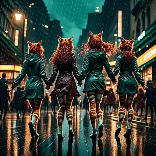 Prompt: <mymodel> women dancing on a city street in the rain with friends, detailed human facial anatomy, detailed background, natural lighting, highres, professional
