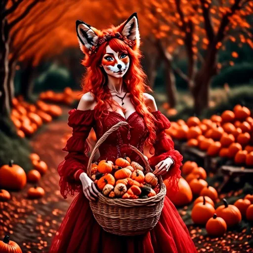 Prompt: <mymodel>(mymodel) Red Foxy Dressed as a Witch, anime style, (pastel color scheme), enchanting scene, whimsical atmosphere, offering a giant basket of candy corns and candy corn pumpkins, joyful children excitedly reaching for treats, magical twilight background, soft lighting, dreamy vibe, ultra-detailed, vibrant candy colors, full of charm and delight.