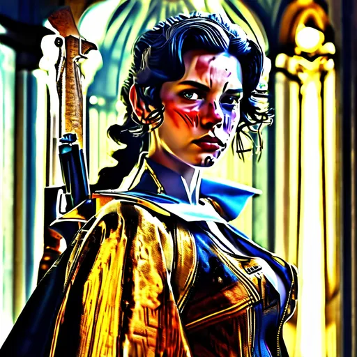 Prompt: (baroque style), (cool color scheme), dynamic composition, outlaw characters from Star Wars, unique and rebellious poses, intricate detailing, dramatic lighting, ornate backgrounds, high-quality and ultra-detailed, cinematic atmosphere, engaging expressions, lush textures, blending classic baroque elements with futuristic sci-fi aesthetics.