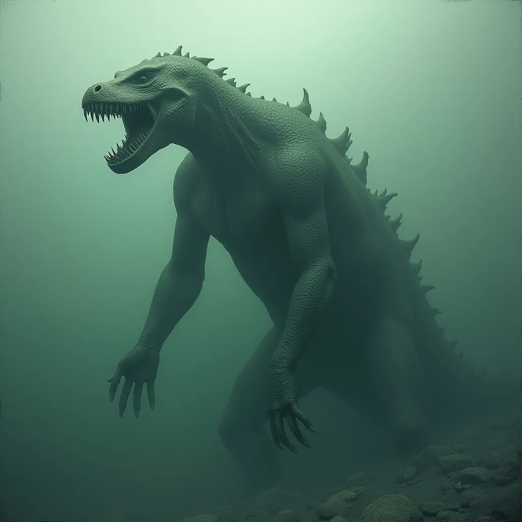 Prompt: altamaha-ha a cryptid lake monster