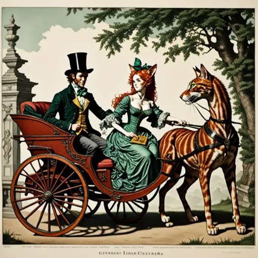 Prompt: <mymodel>1600's couple in carriage, Advertisement, lithograph, extremely detailed