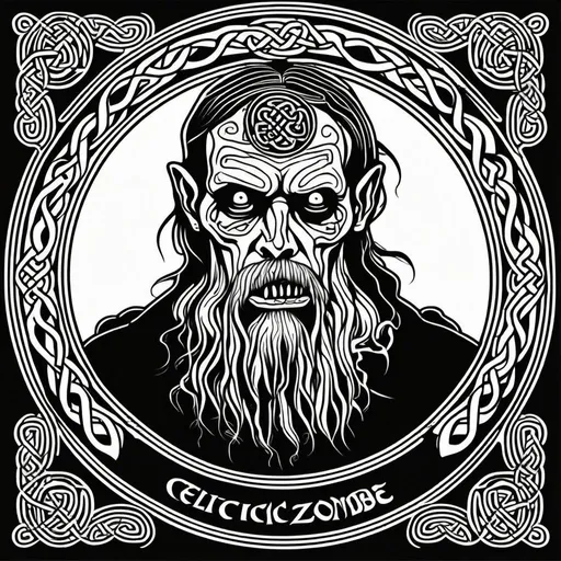 Prompt: 40 year old Celtic Zombie with delicate , detailed Celtic Background