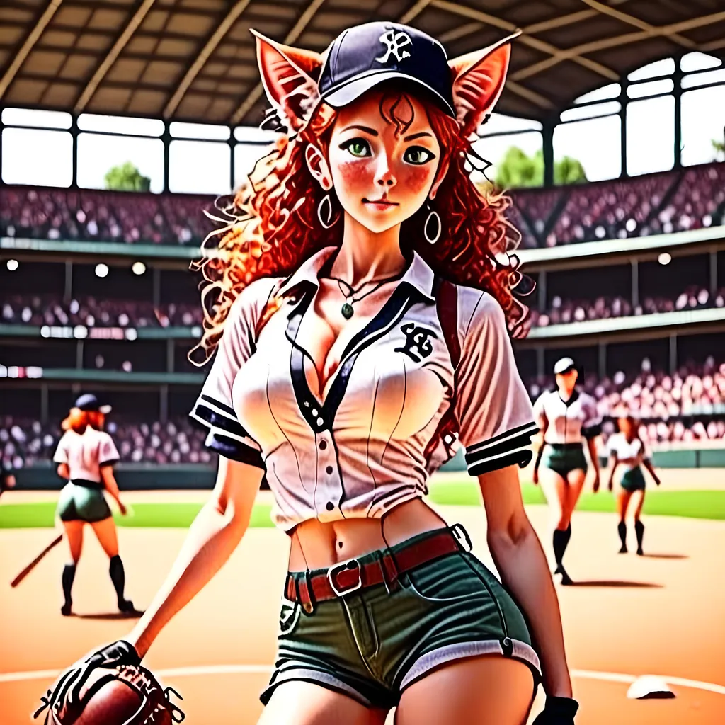 Prompt: <mymodel> anatomically correct  women  playing baseball in a baseball field
