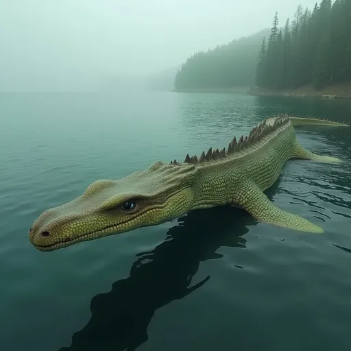 Prompt: altamaha-ha a serpentine cryptid lake monster with front fins much like Nessie