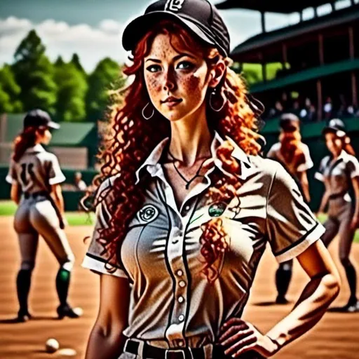 Prompt: <mymodel> anatomically correct  women  playing baseball in a baseball field
