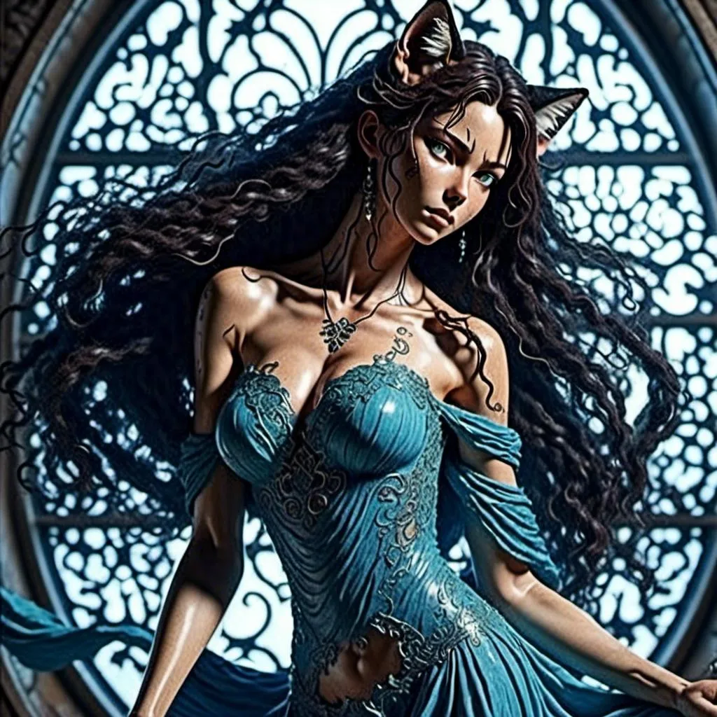 Prompt: <mymodel> Realistic 45 year old greek woman, detailed long black hair, detailed blue eyes, detailed skin texture, full body view, delicate, diffused lighting, beautiful, artistic, detailed, fantasy style Celtic background, long hair, detailed eyes, full-body pose dancing, elegant, ethereal, soft lighting
