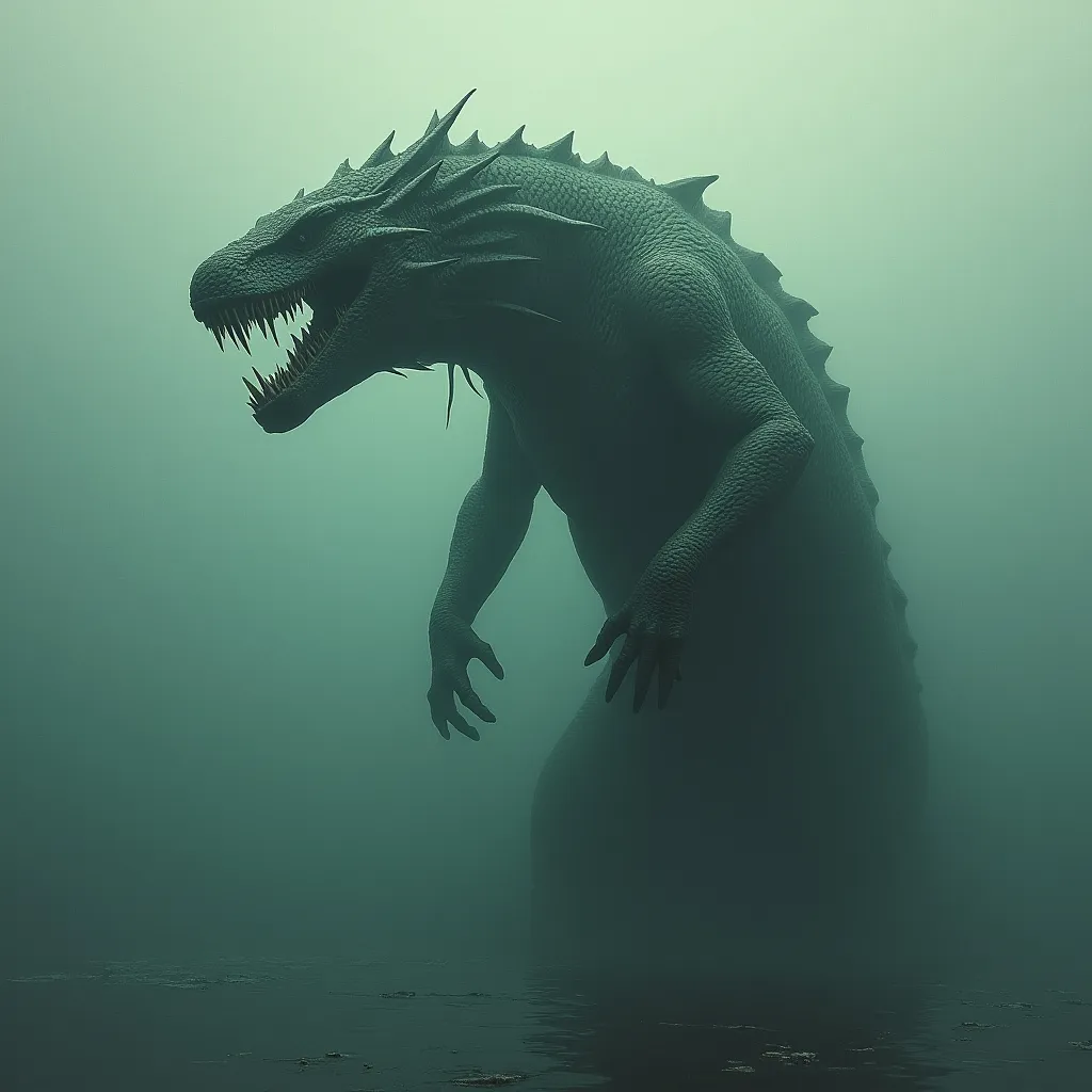 Prompt: altamaha-ha a cryptid lake monster