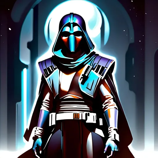 Prompt: anime style, (dark color scheme), outlaw characters from Star Wars, unique poses, rebellious vibes, high-contrast shadows, moody atmosphere, intricate details in character design, dynamic expressions, depth in lighting, (vibrant highlights), ultra-detailed artwork, dramatic ambiance, sci-fi elements, thematic background reflecting a galactic setting.